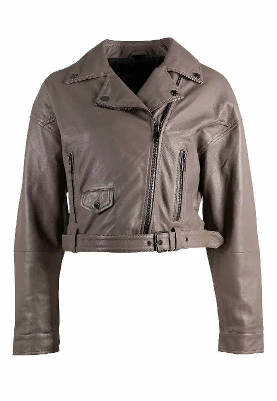 Women's Night-Out Outfit Vercy Os Leather Jacket In Taupe