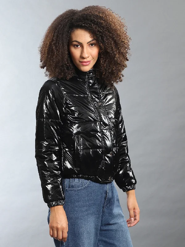 Women's Office Outfit Campus Sutra Women Solid Stylish Casual Bomber Jacket