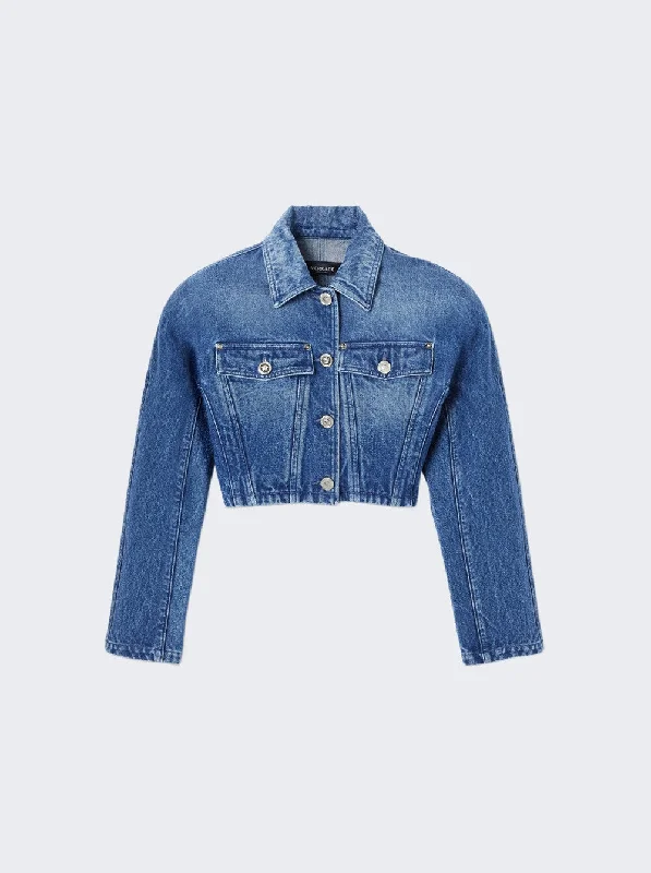 Women's High-End Clothing Rounded Crop Denim Jacket