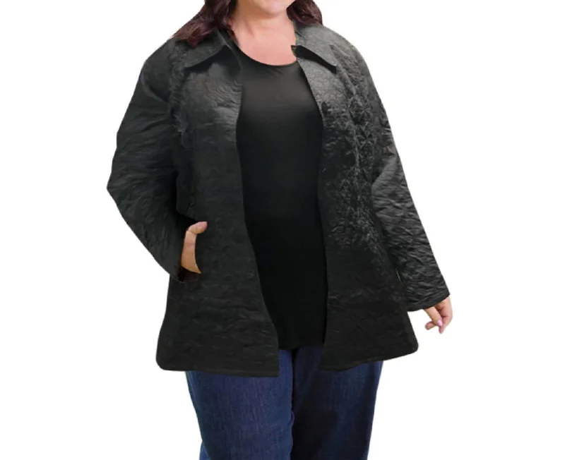 Women's Loungewear Clothes Cotton Quilted Swing Coat - Plus Size In Black