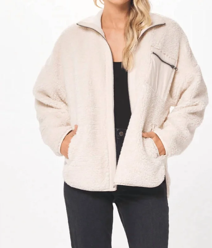 Women's Party Clothes Shearling Jacket In Ecru