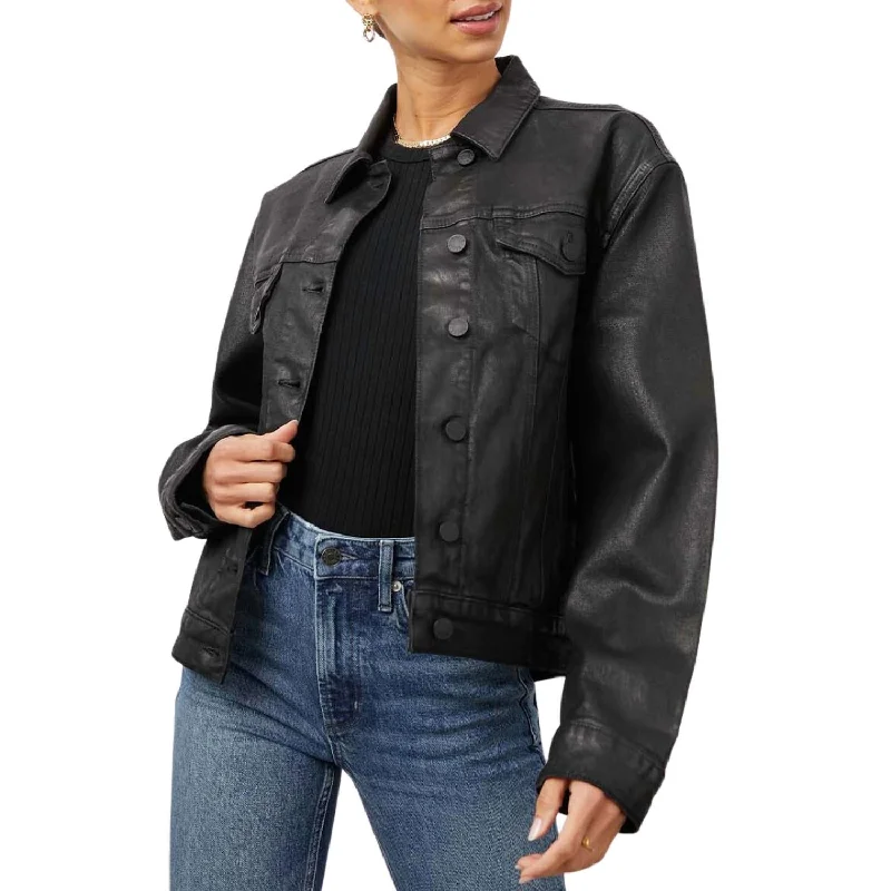 Don't Miss Out – Your Favorite Fashion Pieces On Sale Mulholland Trucker Jacket In Coated Noir