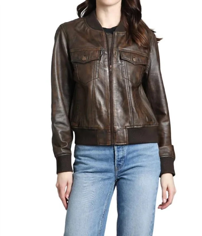 Seasonal Wardrobe Refresh – Shop Stylish Looks For Less Over-Dyed Bomber Jacket In Brown