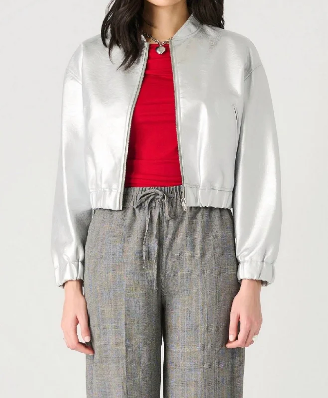 Big Discounts On Premium Fashion Collections Meteorite Bomber Jacket In Silver