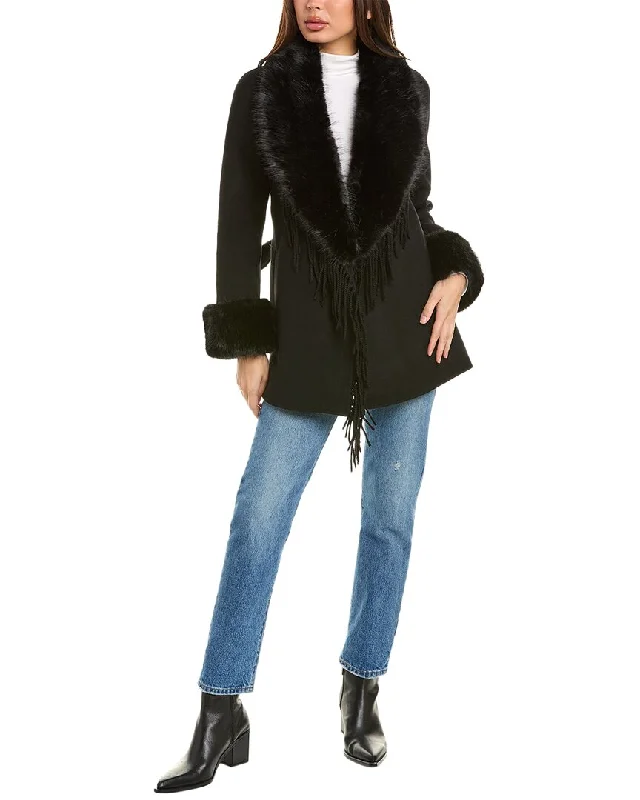 Limited-Time Clothing Sale – Grab Your Favorites Today Stella + Lorenzo Fringe Wool-Blend Coat