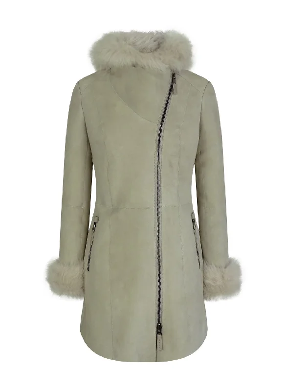 Women's Stylish Professional Garments Toscana Sheepskin Suede Hood Jacket