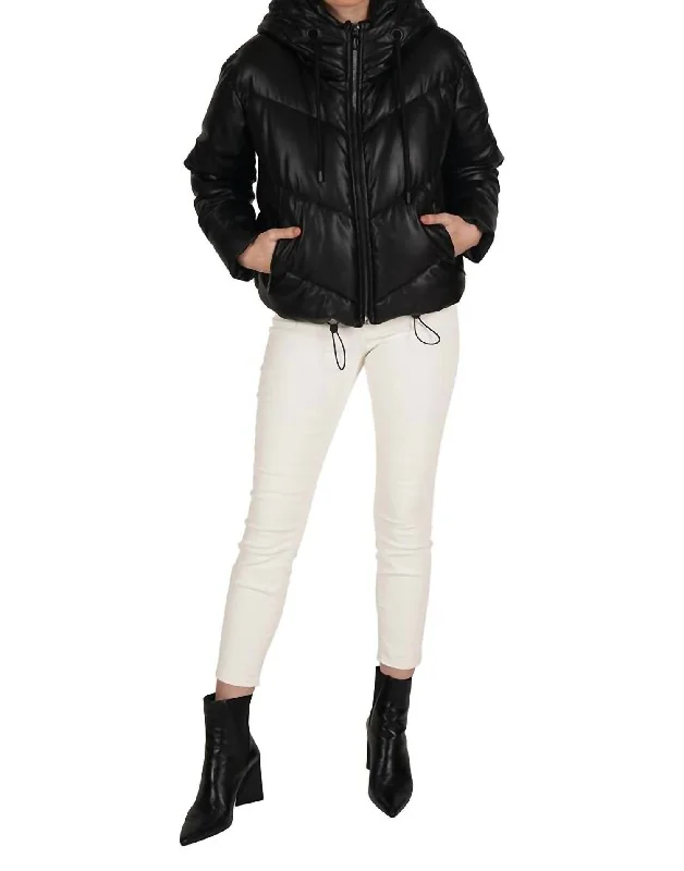 Fashionable Women's Clothes Puffer Jacket In Black