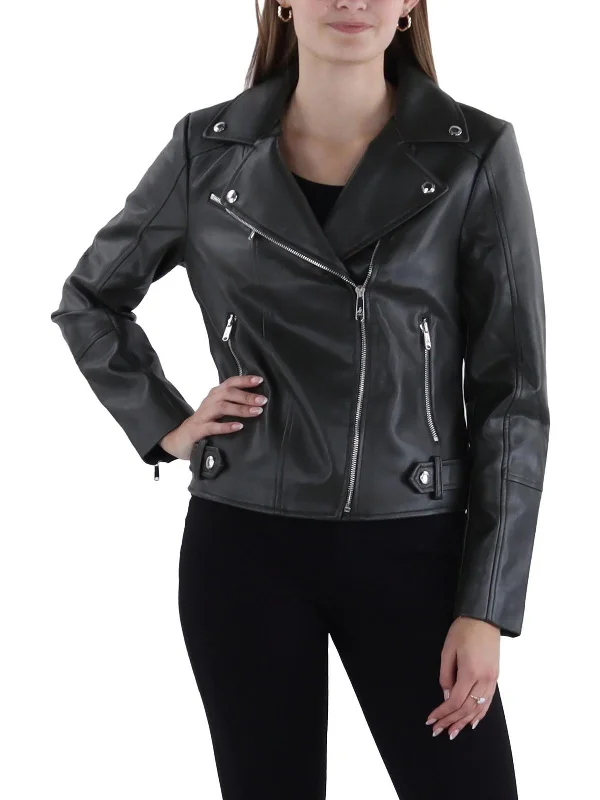 Women's Comfortable Apparel Womens Faux Leather Short Motorcycle Jacket