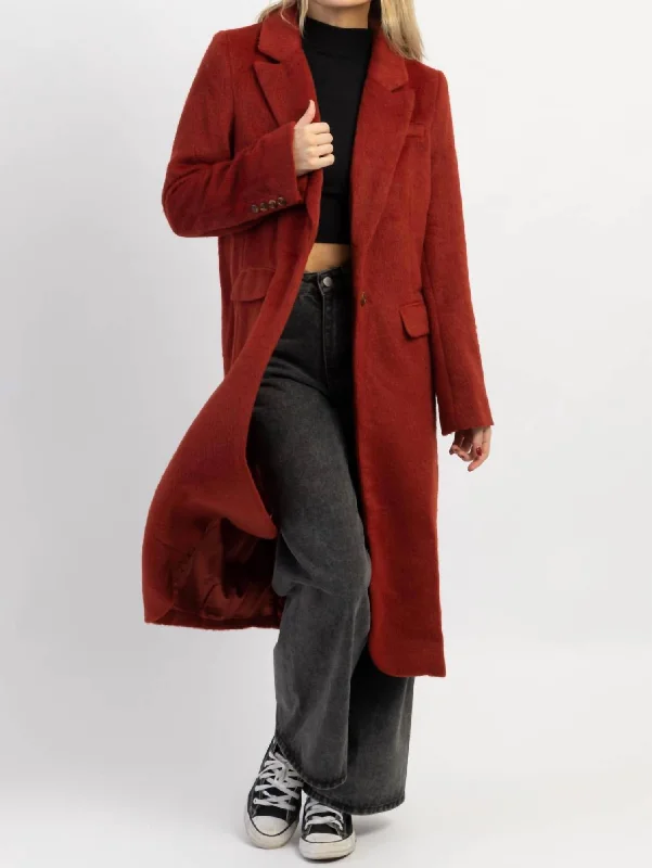 Women's Evening Wear Outfit Eliza Brick Brushed Wool Coat In Red