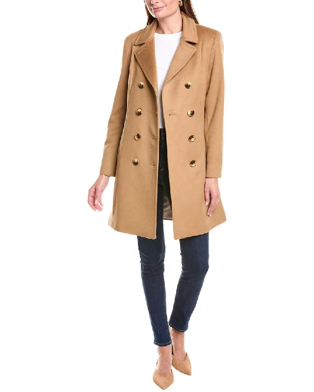 Women's Transitional Clothes sofiacashmere Modern Wool & Cashmere-Blend Trench Coat