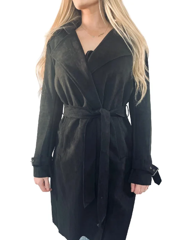 Classic Women's Apparel Midnight Call Trench Coat In Black