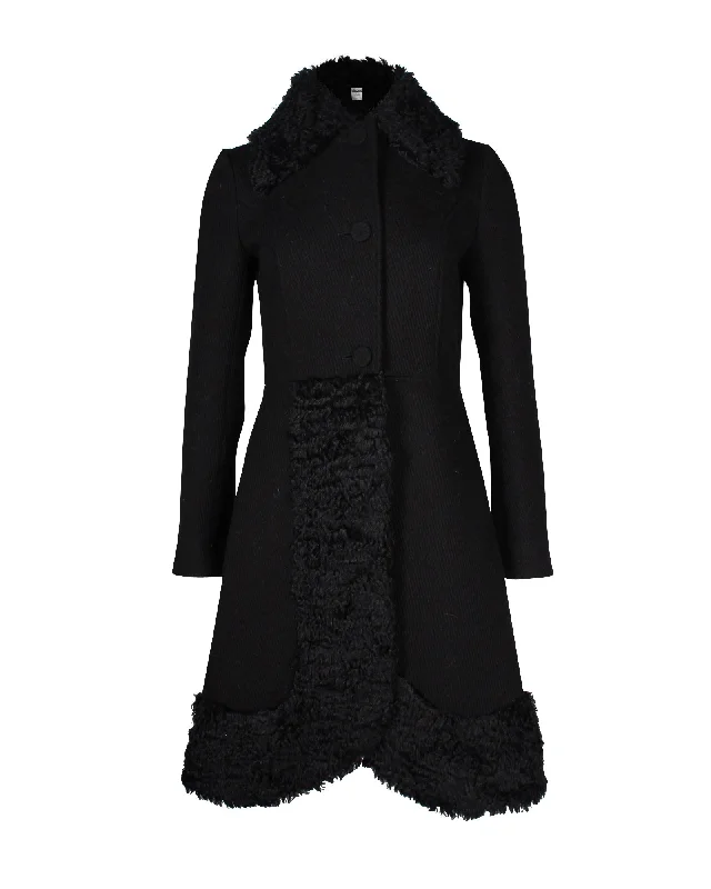 Women's Clothing For Outdoor Events Moschino Singe Breasted Coat in Black Virgin Wool