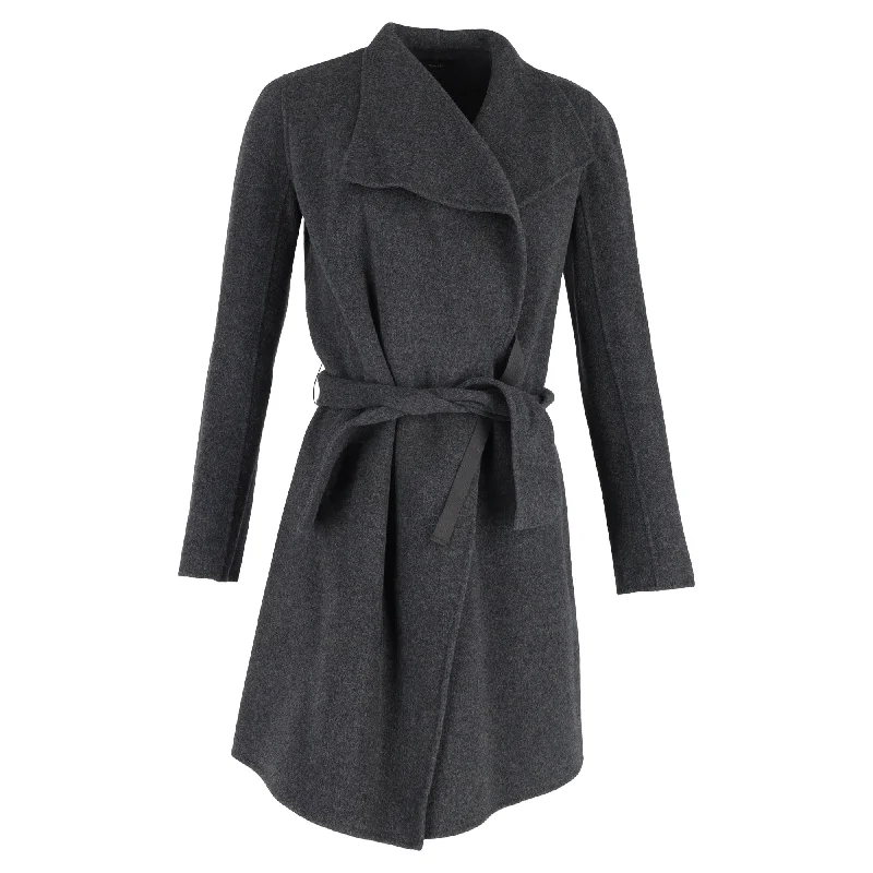 Women's Vacation Outfit Set Joseph Belted Coat in Grey Wool