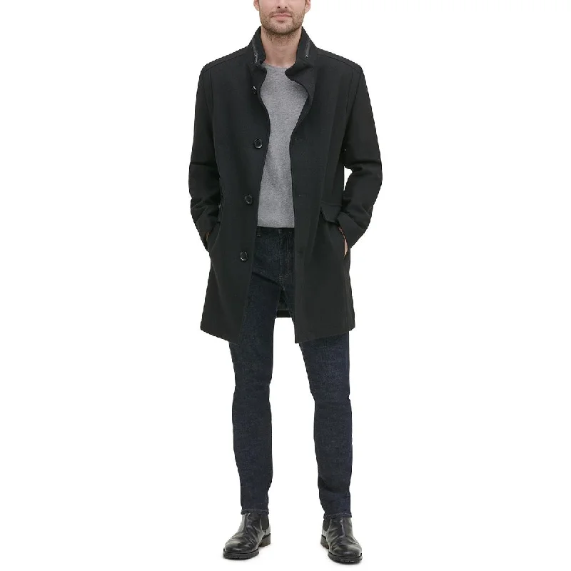 Women's Charming Outfit For Events Mens Solid Twill Pea Coat