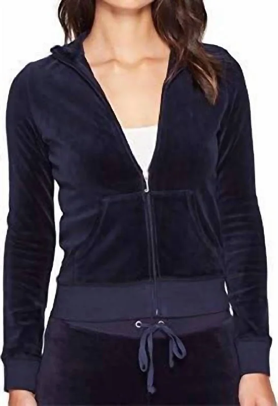 Stylish Women's Clothing Velour Fairfax Fitted Jacket In Navy Blue