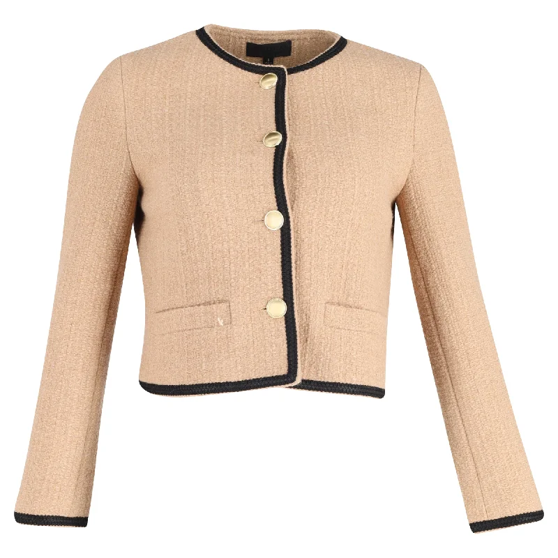 Women's Clothing For Work Nili Lotan Elaina Crochet-Trimmed Bouclé Jacket In Beige Wool