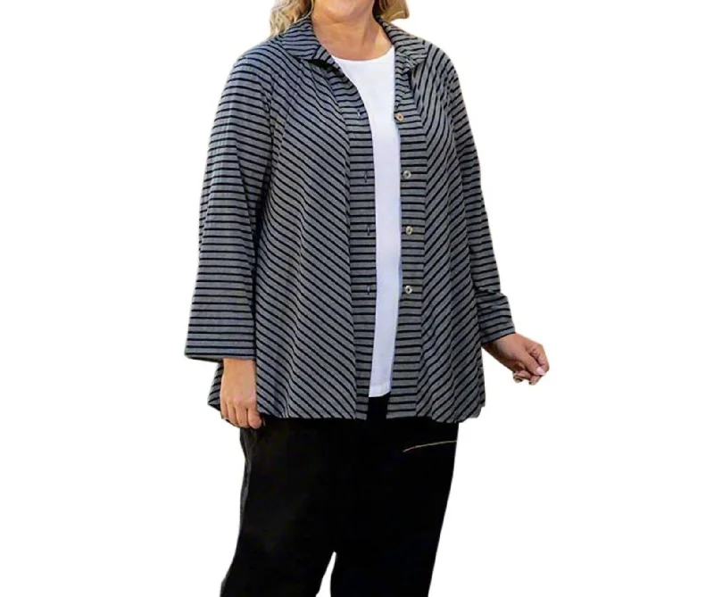 Women's Vacation Clothes Long Sleeve Gemma Shirt Jacket - Plus Size In Gray