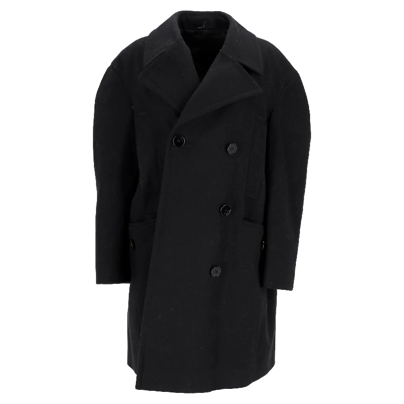 Elegant Clothing For Women Givenchy Double-Breasted Felted Pea Coat in Black Wool