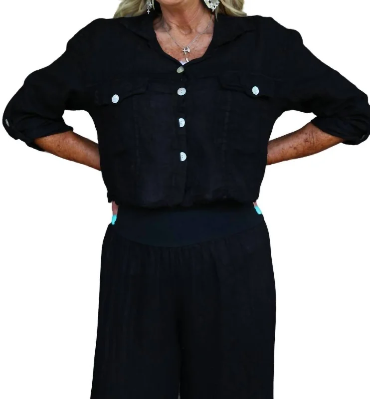 Limited-Stock Clothing Sale – Shop Before It's Too Late Raw Edge Cropped Linen Jacket In Black