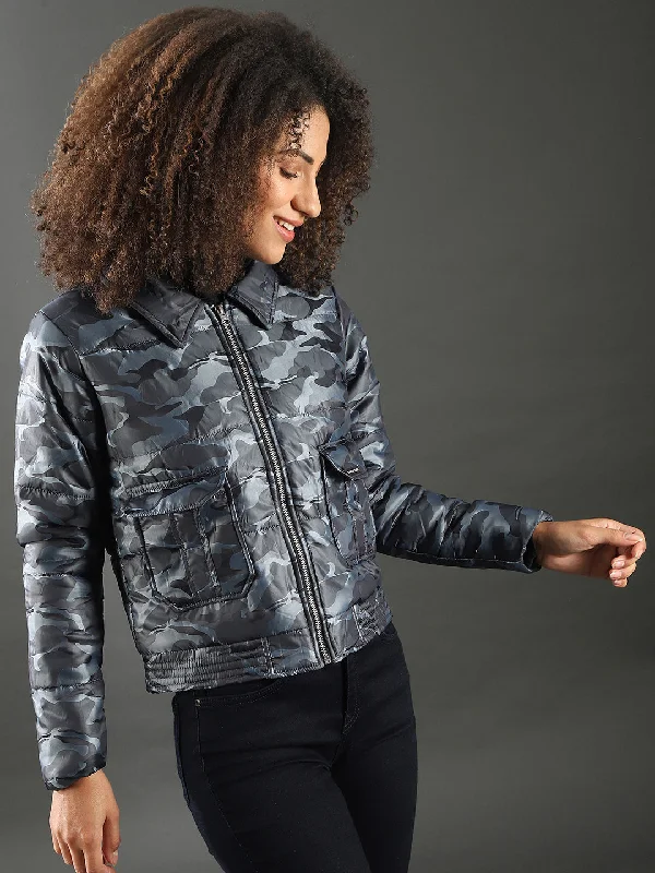 Women's Athletic Apparel Campus Sutra Women Camouflage Stylish Casual Bomber Jacket