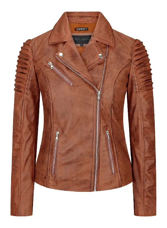 Women's Clothing With Trendy Designs Slim Fitted Soft Leather Biker Jacket