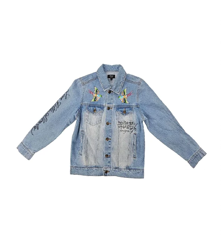 Women's Office Clothing Women's Brave Eagle Denim Jacket In Light Wash