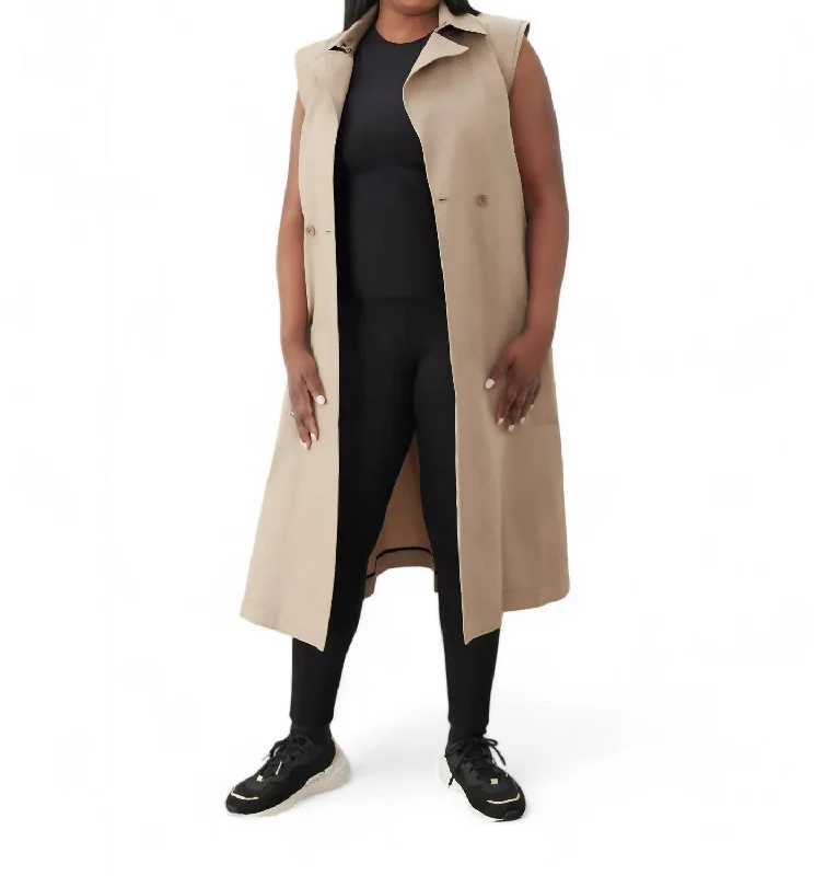 Trendy Outfits At Exclusive Discounts – Don't Miss Out Sleeveless Trench Coat In Soho Stone