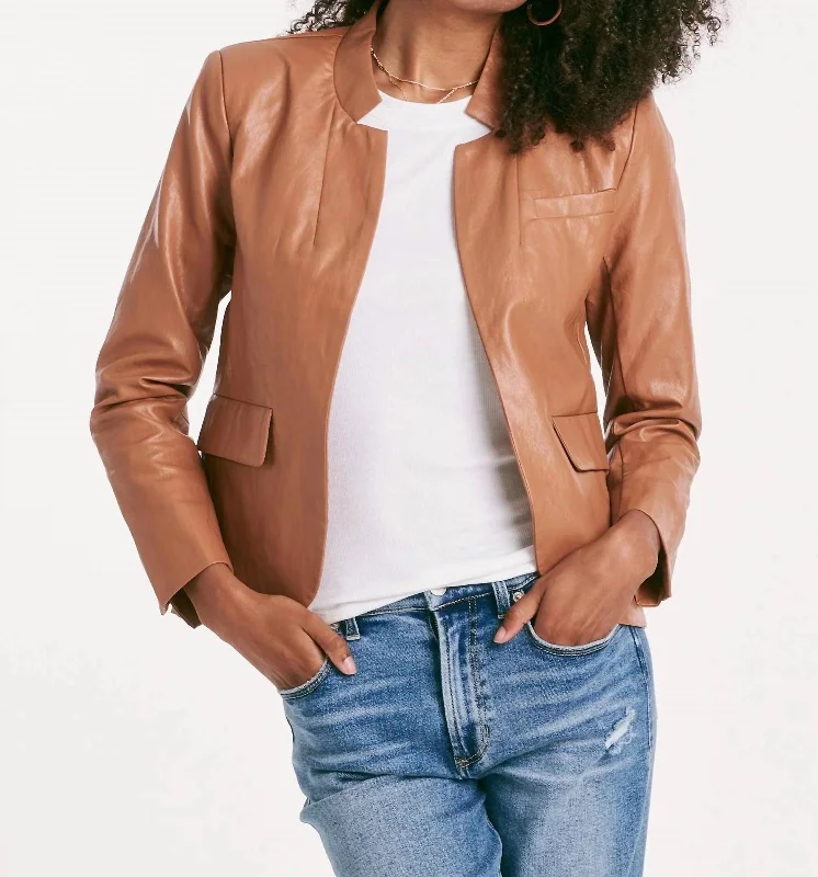 Seasonal Wardrobe Refresh – Shop Stylish Looks For Less Trinity Faux Leather Jacket In Saddle