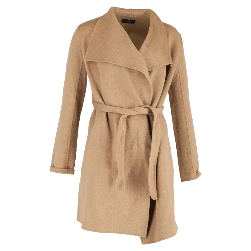 Women's Activewear Outfit Joseph Belted Coat in Beige Wool