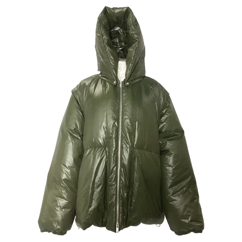 Women's Versatile Apparel Jil Sander Zipped Hooded Down Jacket in Olive Polyamide