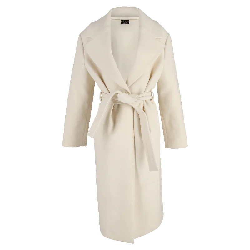 Women's Resort Garments Boutique Moschino Belted Coat in Cream Wool