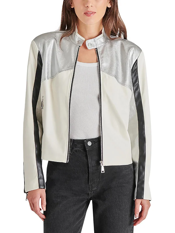 Women's Relaxed Outfit Helayna Womens Faux Leather Short Motorcycle Jacket