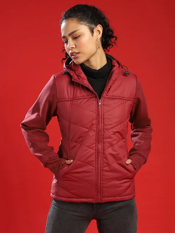 Women's Active Clothing Campus Sutra Women Solid Stylish Casual Bomber Jacket