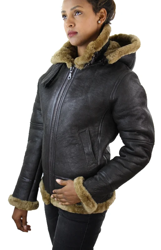 Huge Markdowns On Must-Have Fashion Essentials Aviator Hooded Shearling Sheepskin Jacket