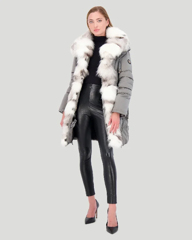 Women's Formal Clothes Apres-Ski Jacket with Fox Sections Tuxedo