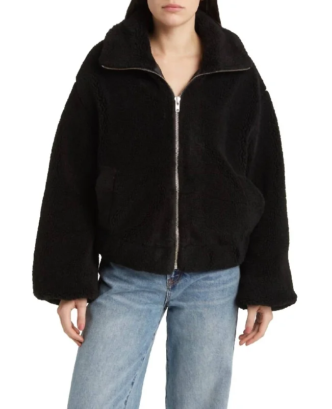 Women's Occasion Wear Clothes Get Cozy Teddy Jacket In Black