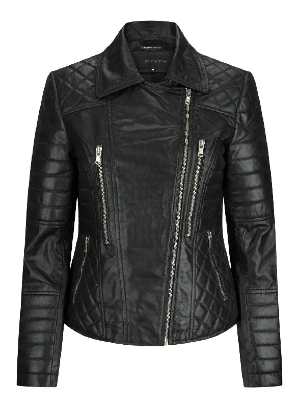 Women's Work Outfit For The Office Leather Biker Rock Slim Fit Jacket