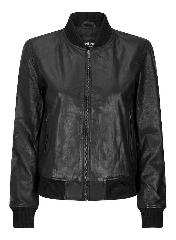 Chic Clothes For Women Varsity Leather Bomber Jacket Casual Vintage