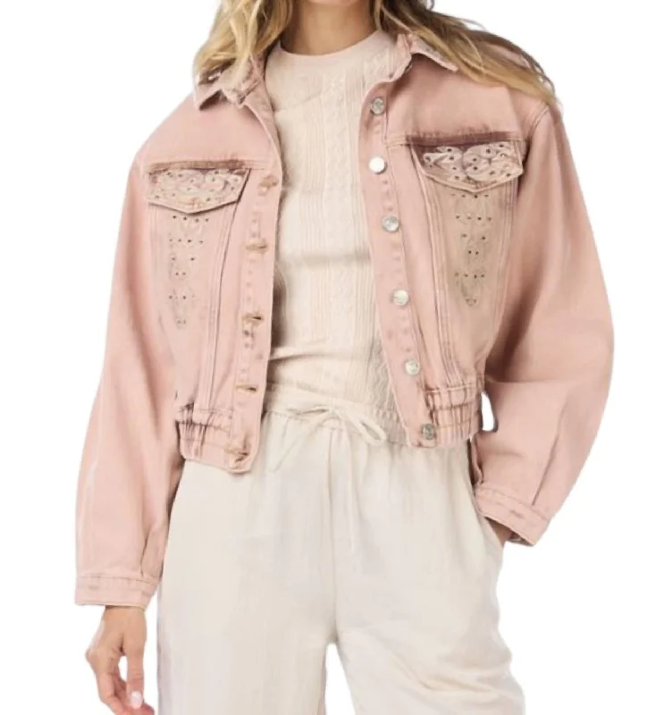 Women's Tailored Outfit Cropped Jean Embellished Jacket In Ivory