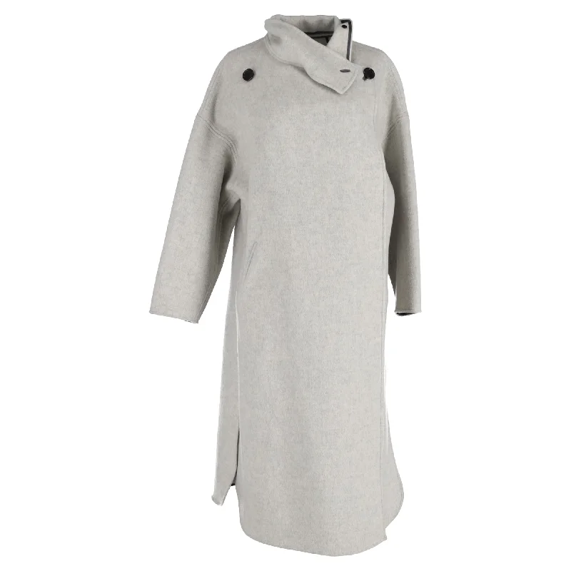 Comfortable Lounge Clothing Isabel Marant Collared Single-Breasted Coat in Grey Wool