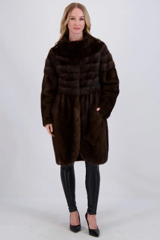 Modern Women's Clothes MINK SHORT COAT WITH SABLE