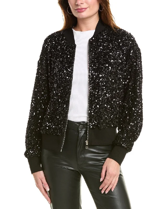 Casual Chic Women's Clothes Gracia Sparkling Sequin Zip-Up Bomber Jacket