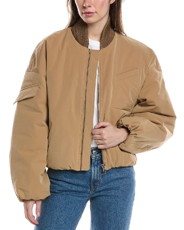 Women's Athletic Apparel GANNI Light Twill Oversized Bomber Jacket