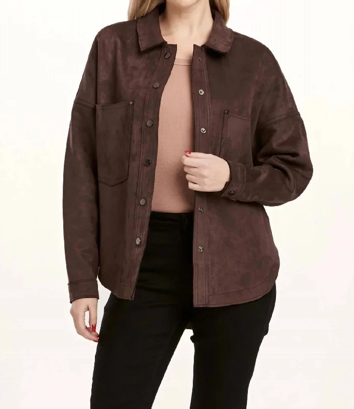 Women's Holiday Outfit Gina Suede Shirt Jacket In Brown