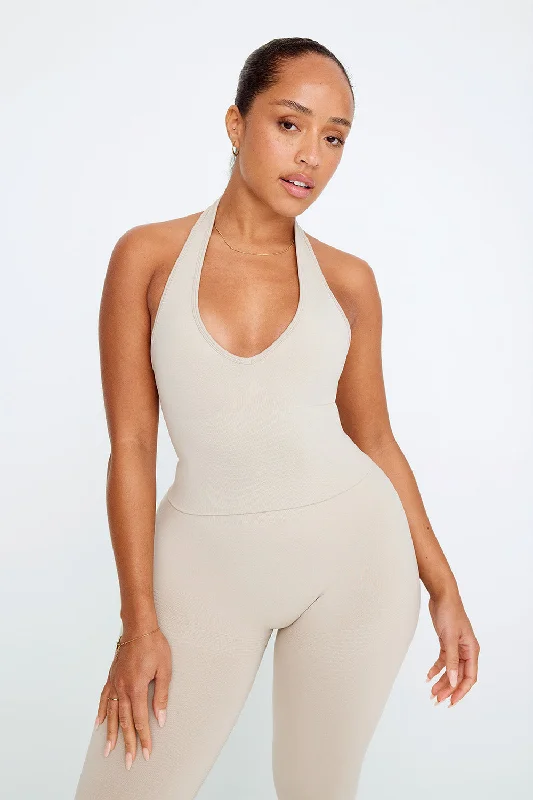 Women's Clothes And Garments Chic Trend Collection SCULPT SEAMLESS HALTER TANK - CHAI MARL