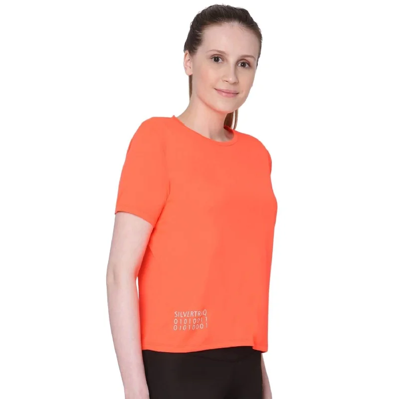 Women's Vacation Attire Style Revolution Silvertraq Script Tee Neon Orange