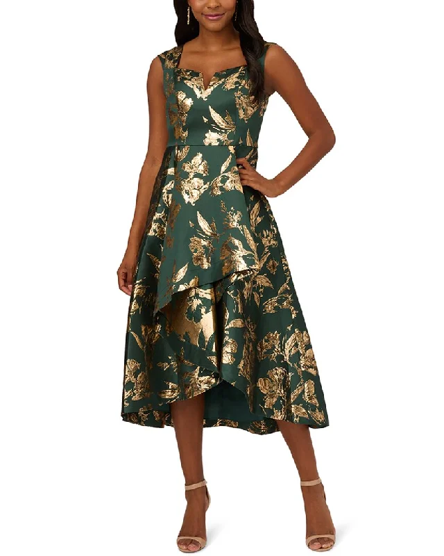 Women's Clothing And Garments Sets Chic And Edgy Adrianna Papell High Low Metallic Jacquard Tea Length Dress