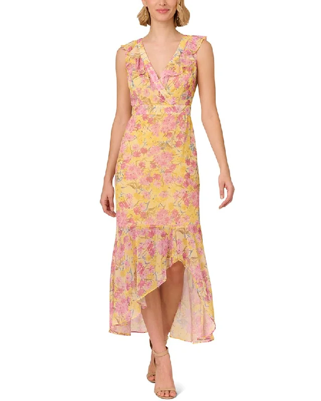 Women's High-Fashion Attire Flash Sale Starts Adrianna Papell V-Neck Printed Chiffon Midi Dress