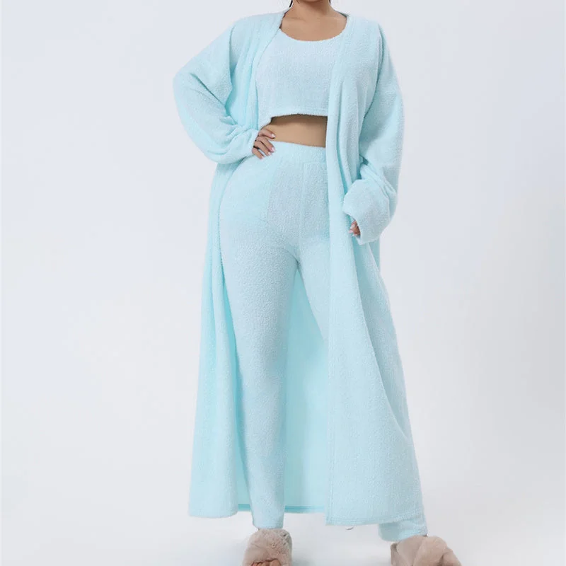 Affordable Luxury Women's Apparel Chic Style Discounts Cozy Pajama Set, 3 Piece Lounge Set, Cute Loungewear, Warm Suit Sets, Matching Set, Lounge Set, 3 Piece Pant Sets, Women Winter Dress