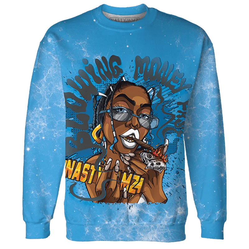 Comfortable And Stylish Unisex Outfits Trendy Looks On Sale NastyJamz Powder Blue 9s Sweatshirt Match Blowing Money Fast Girl All-Over Print